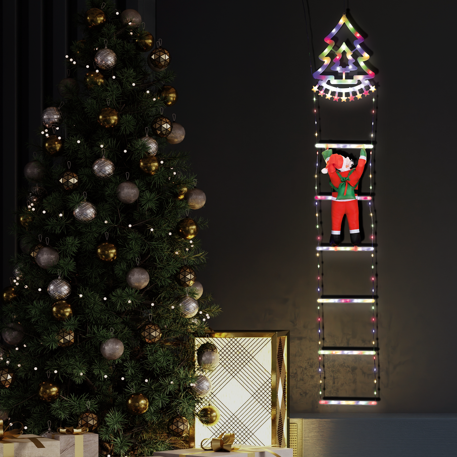 Arlec 138cm Low Voltage Christmas Tree Ladder With Santa
