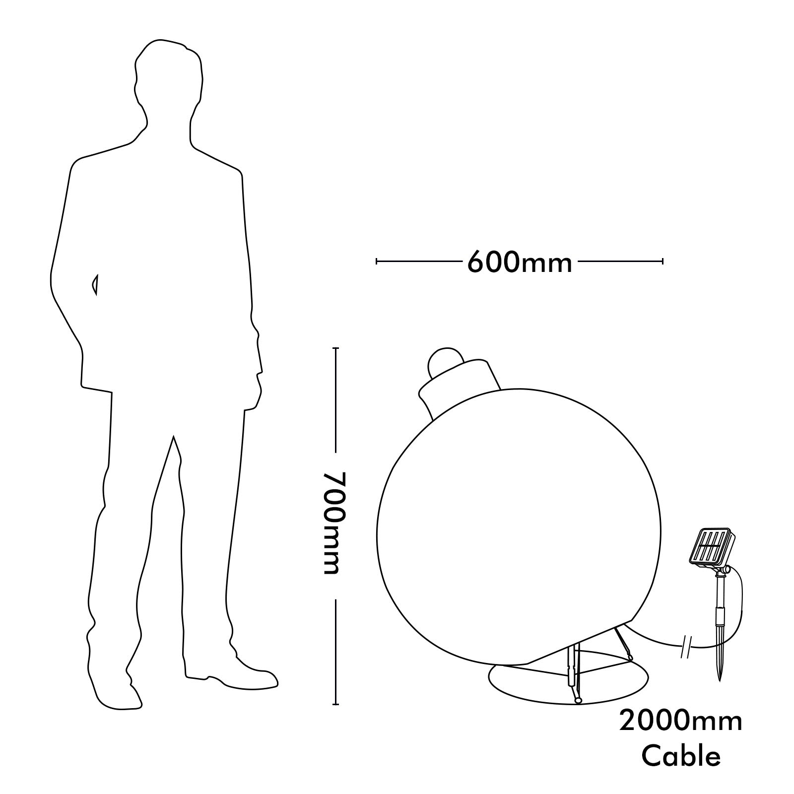 Arlec 70cm Solar Powered Foldable Tinsel Sphere