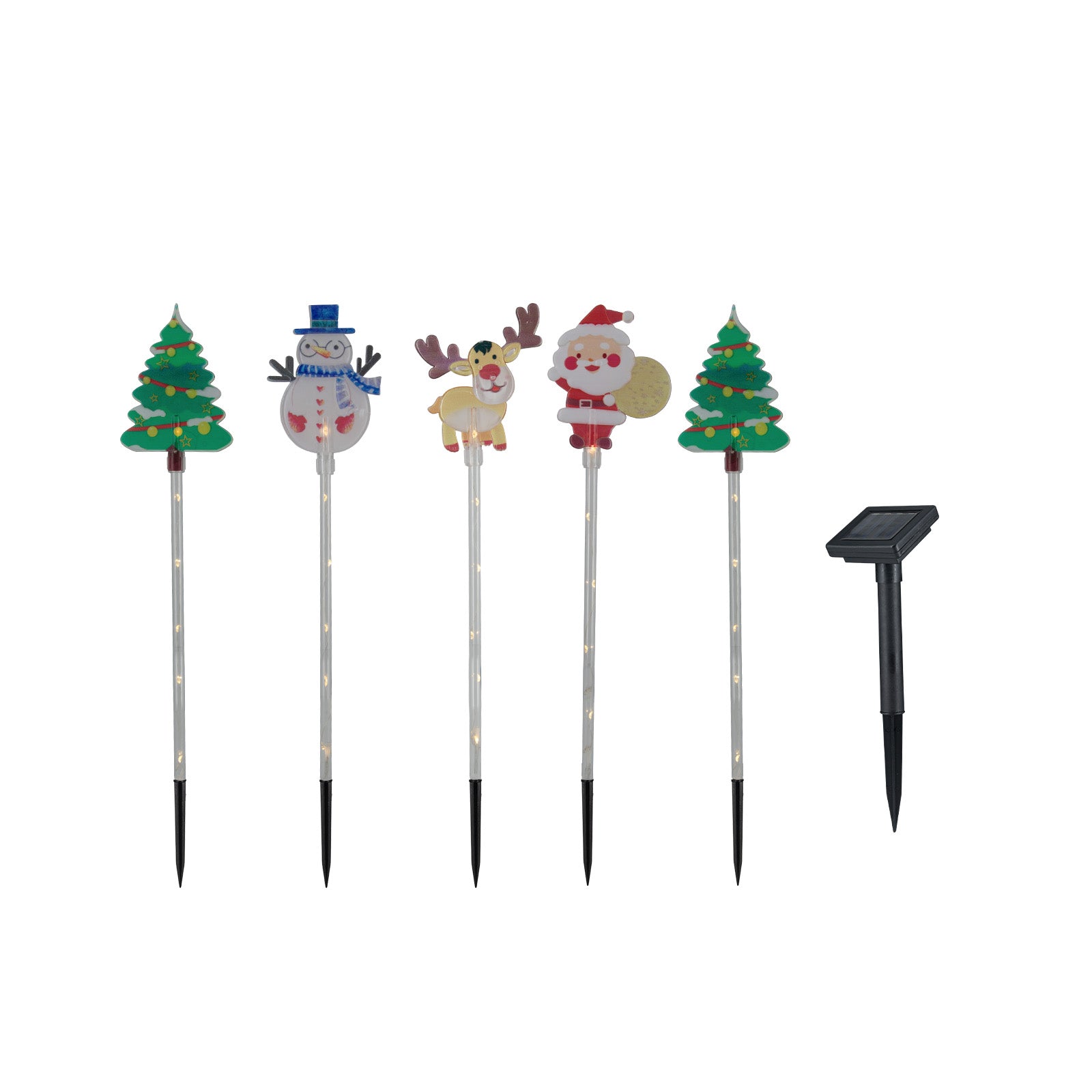 Arlec 5 Solar Powered Santa And Friends Stake Lights