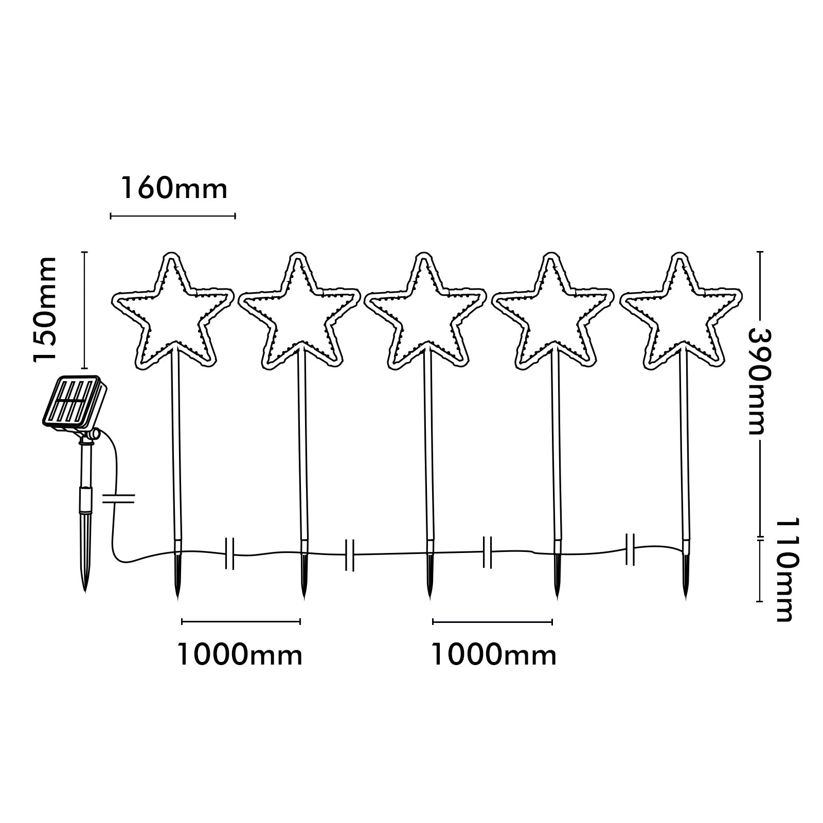 Arlec 5 Solar Powered Star Stake Lights