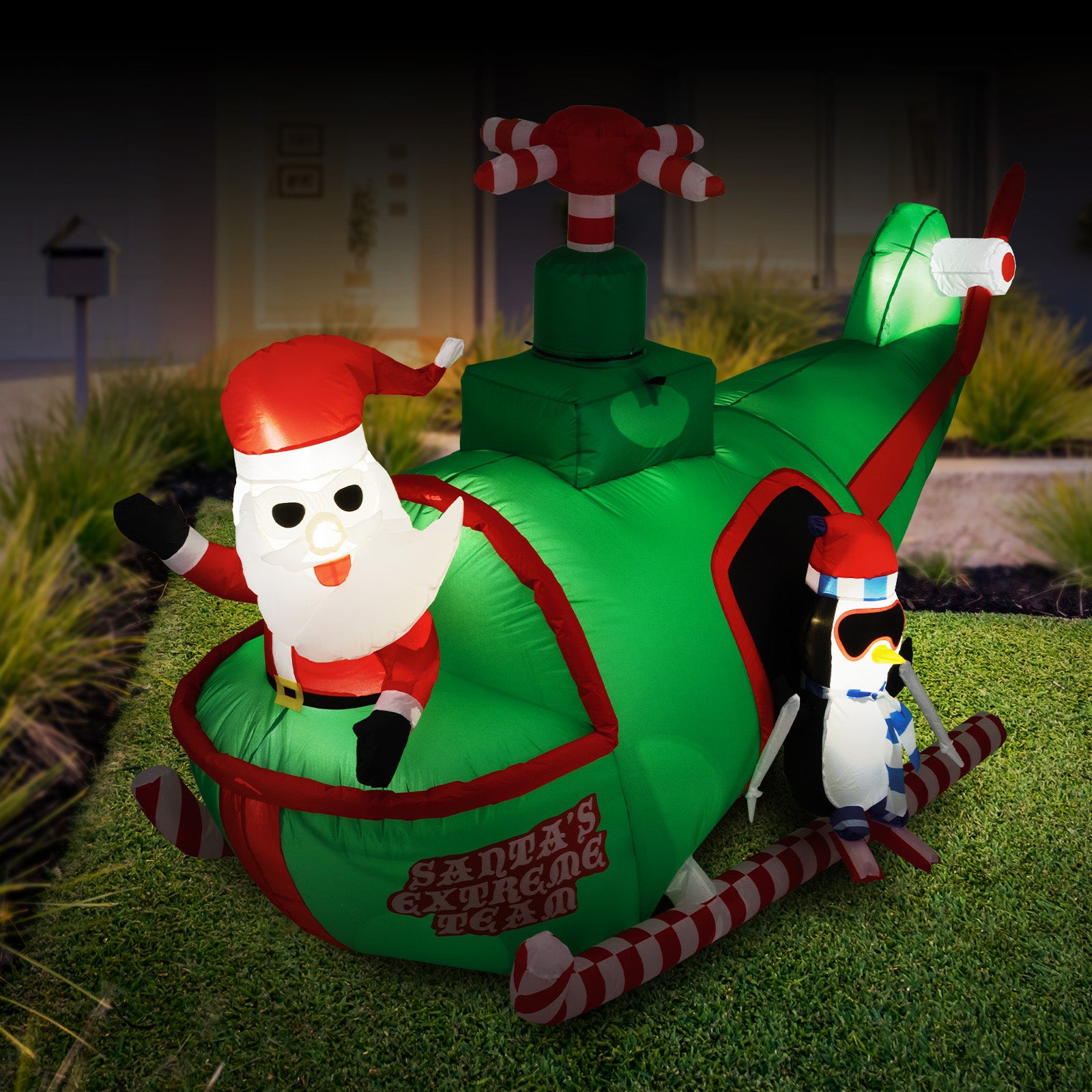 Arlec 1.67m Inflatable Rotating Santa in Helicopter