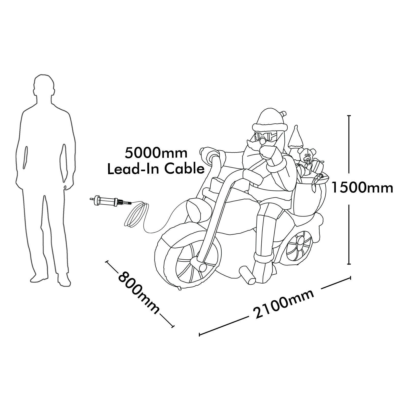 Arlec 1.5m Inflatable Santa on Motorcycle