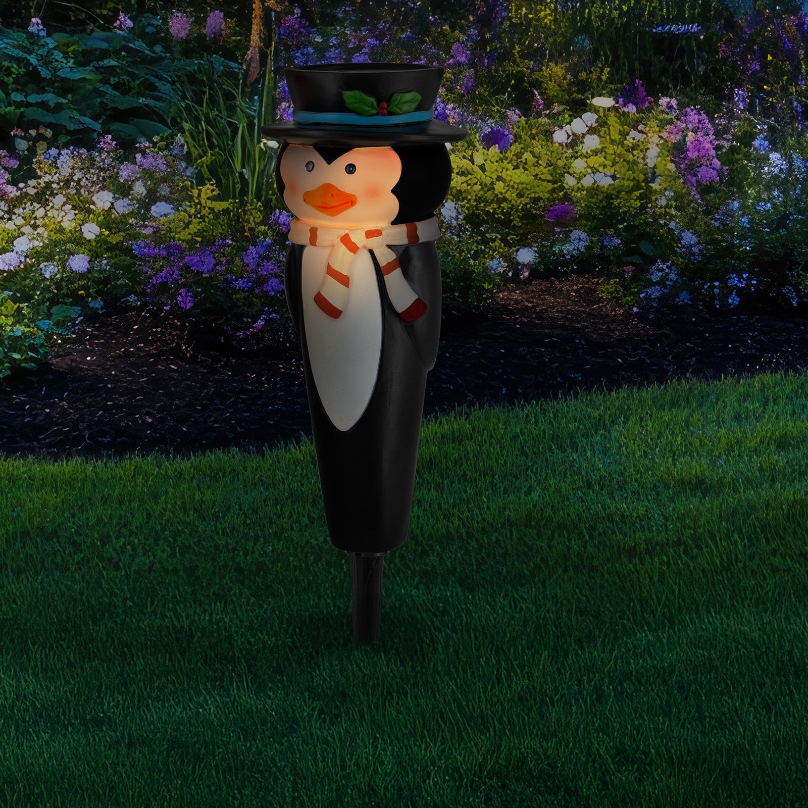 Arlec 26cm Solar Poly Resin Penguin Stake Light