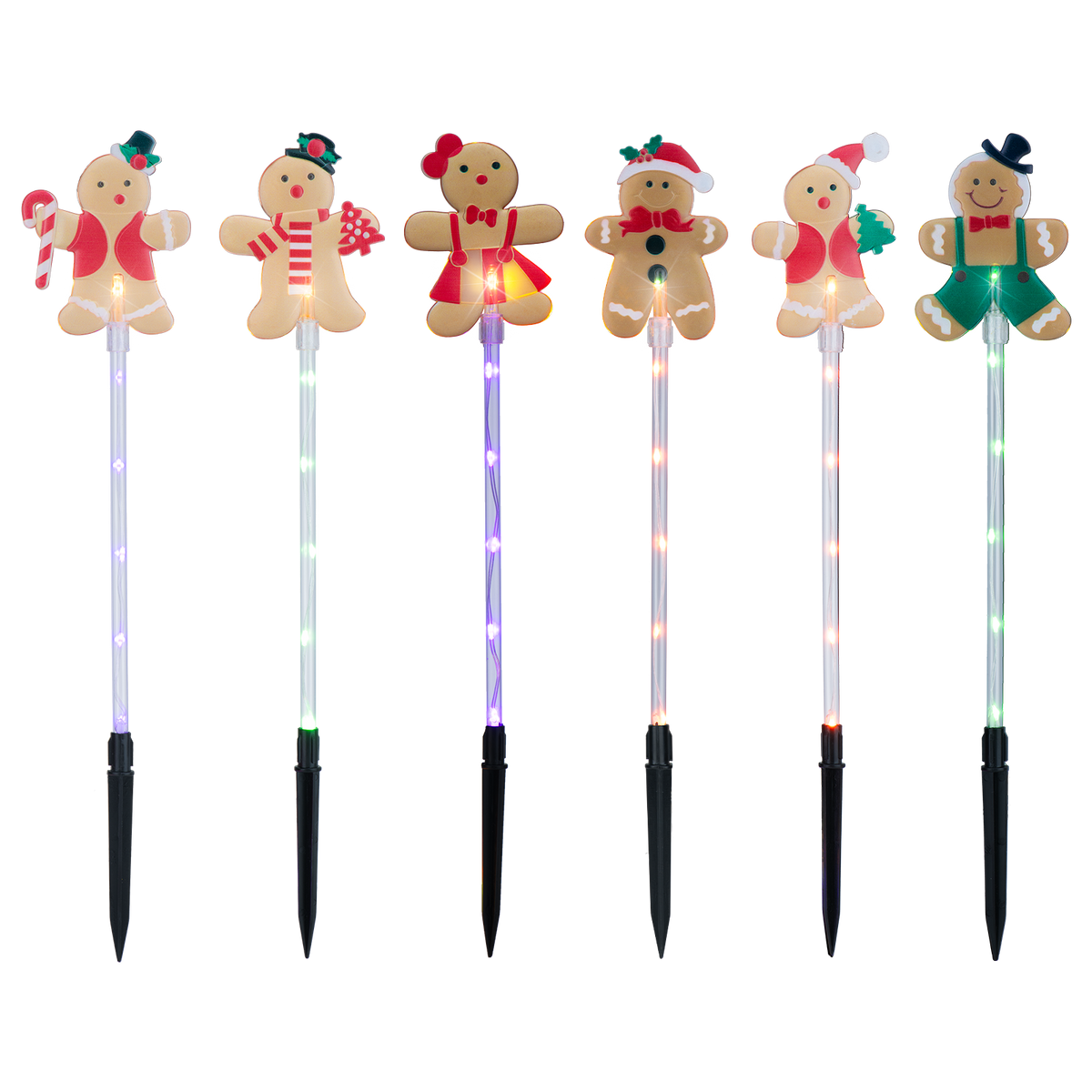 Arlec Solar Gingerbread Family Stake Light - Pack of 6