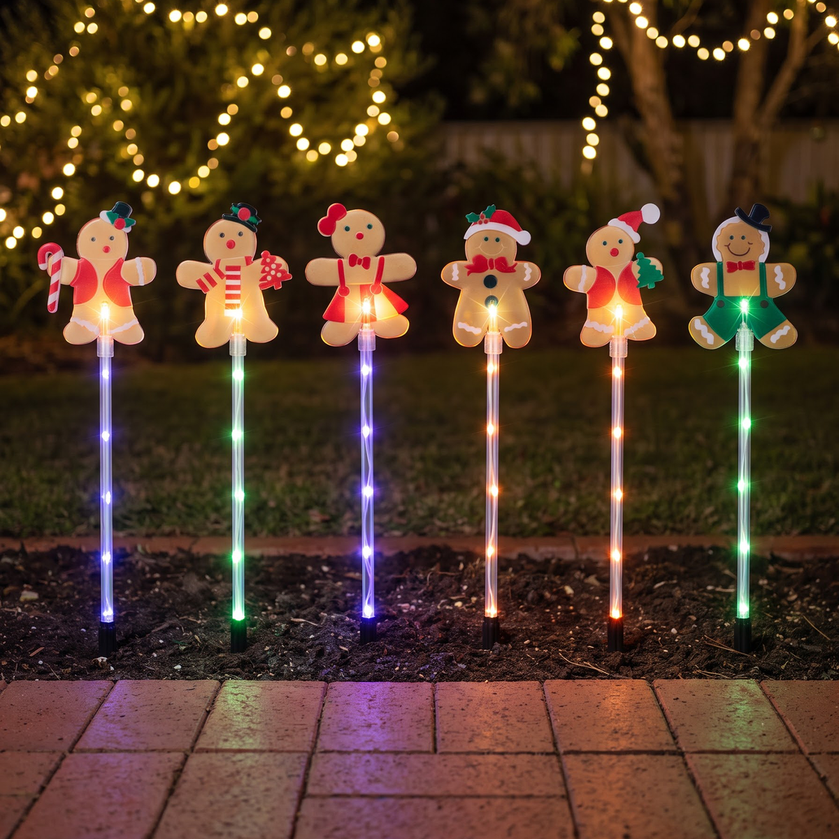 Arlec Solar Gingerbread Family Stake Light - Pack of 6