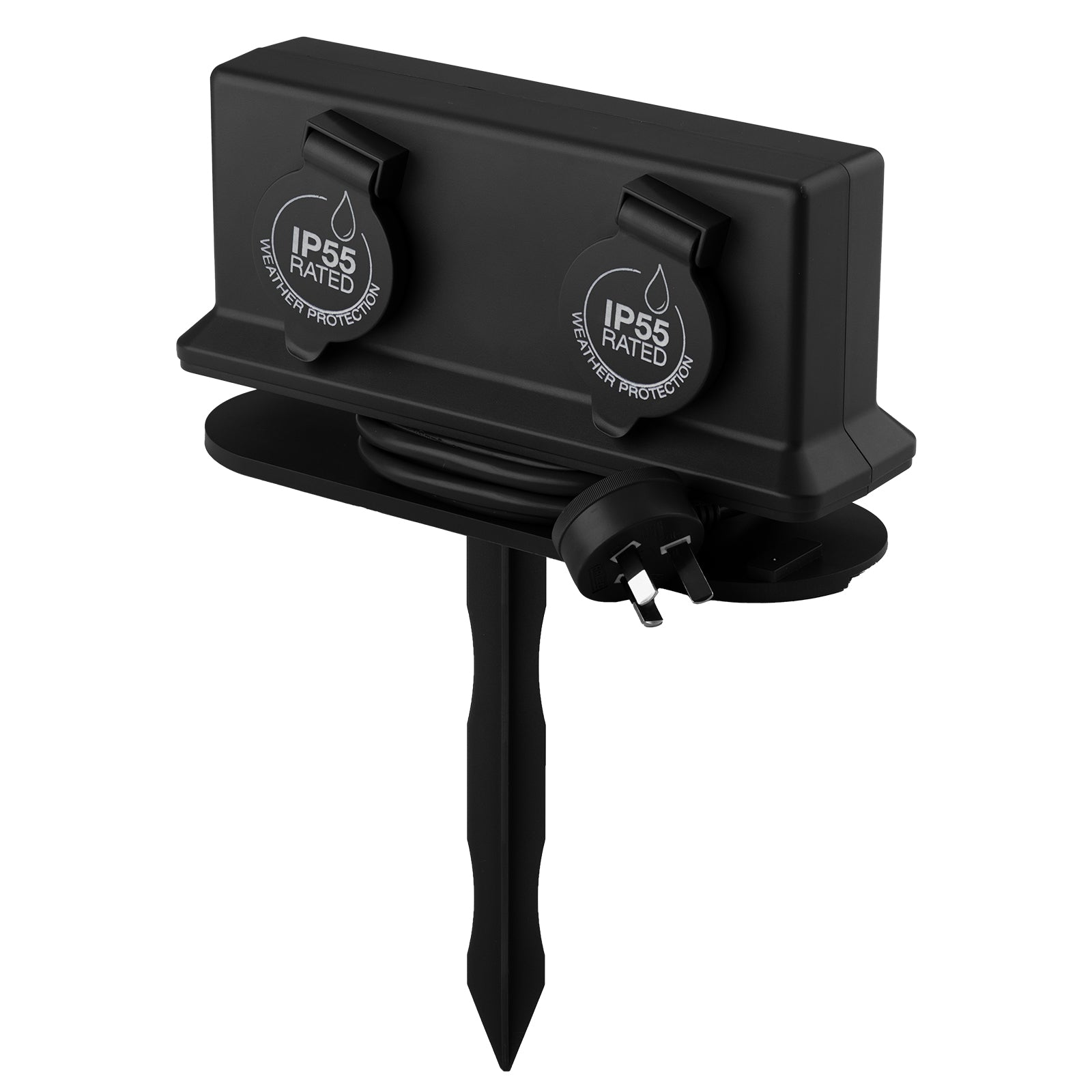 Arlec Dark Grey 2 Outlet Outdoor Powerboard With Removable Garden Stake