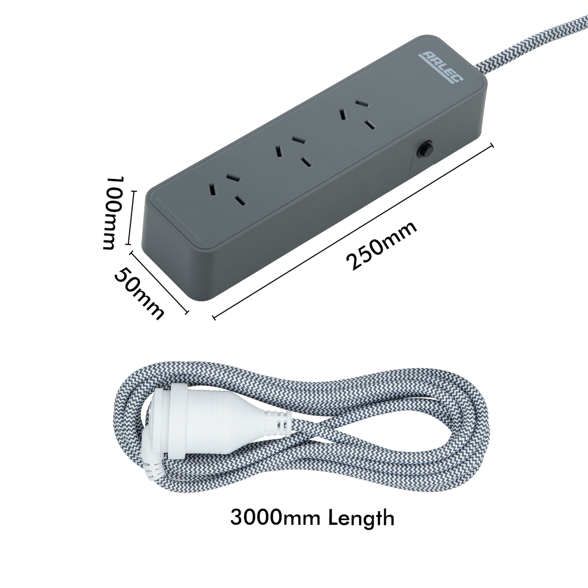 Arlec Braided Powerboard and Extension Lead Combo Pack