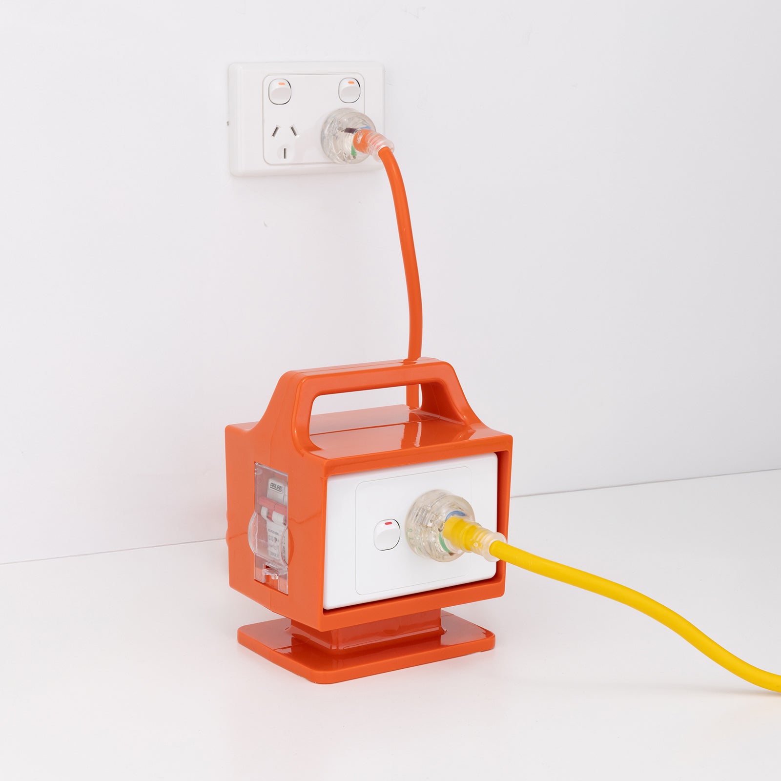 Arlec Orange 10A to 15A Single Outlet Power Adaptor with MCB Switch