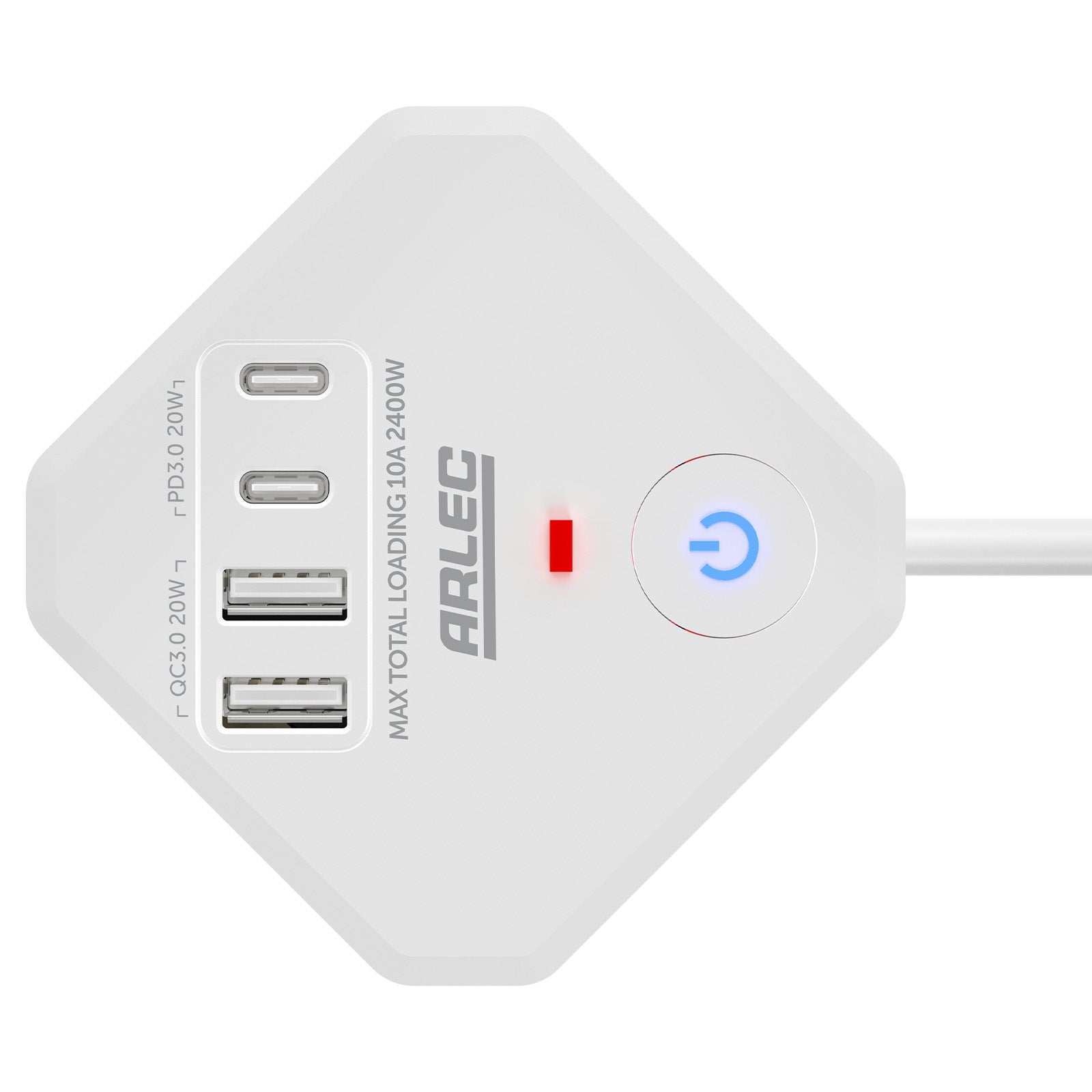 Arlec 4-Outlet Power Cube With PD20W USB-2A+2C