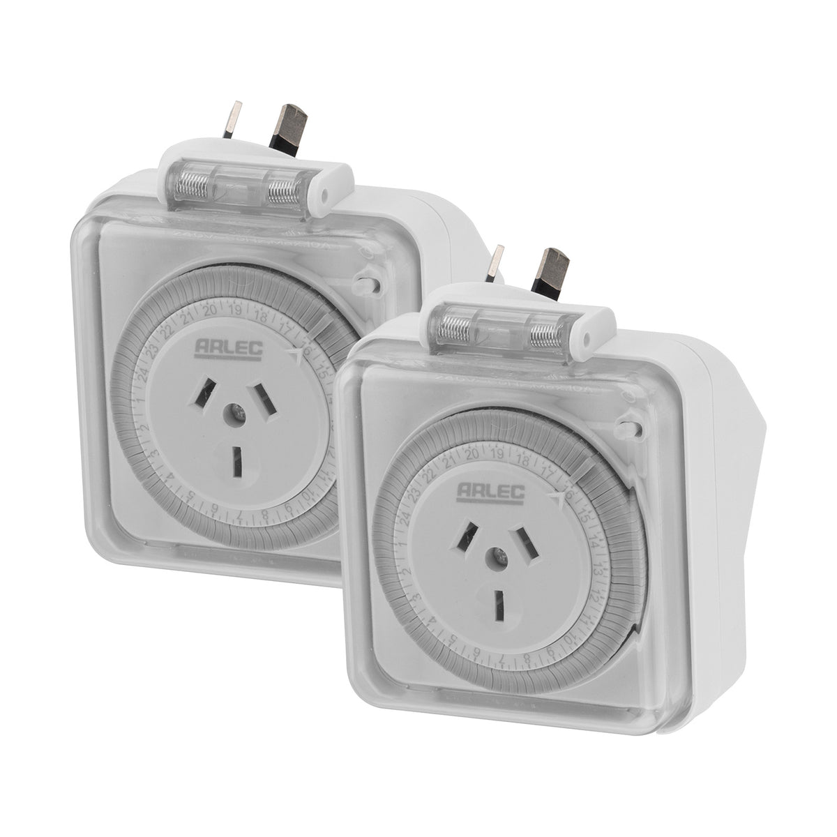 Arlec White 24-Hour Weatherproof Timer - Twin Pack
