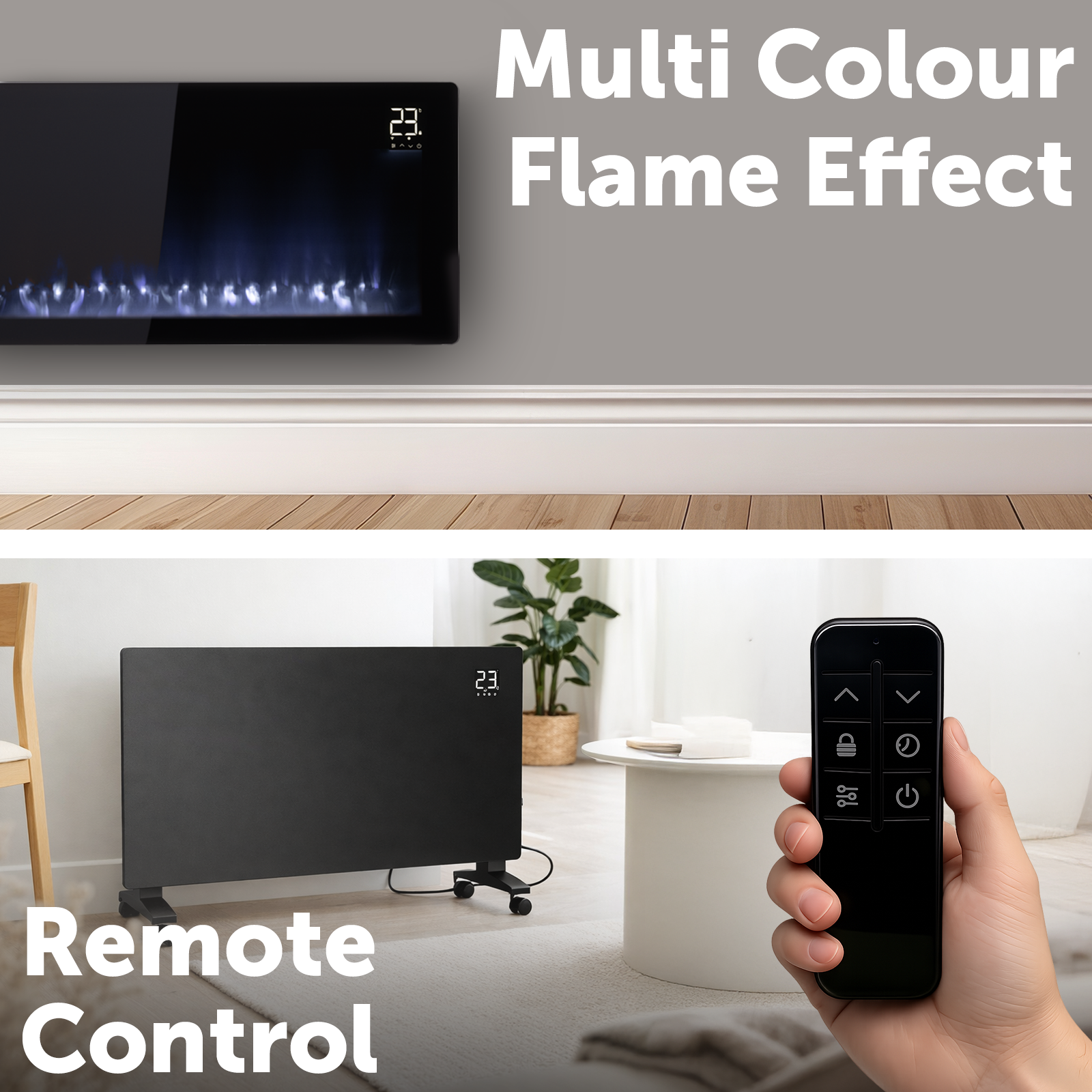 Arlec 2400W Smart Grid Connect Glass Panel Heater With Flame Effect