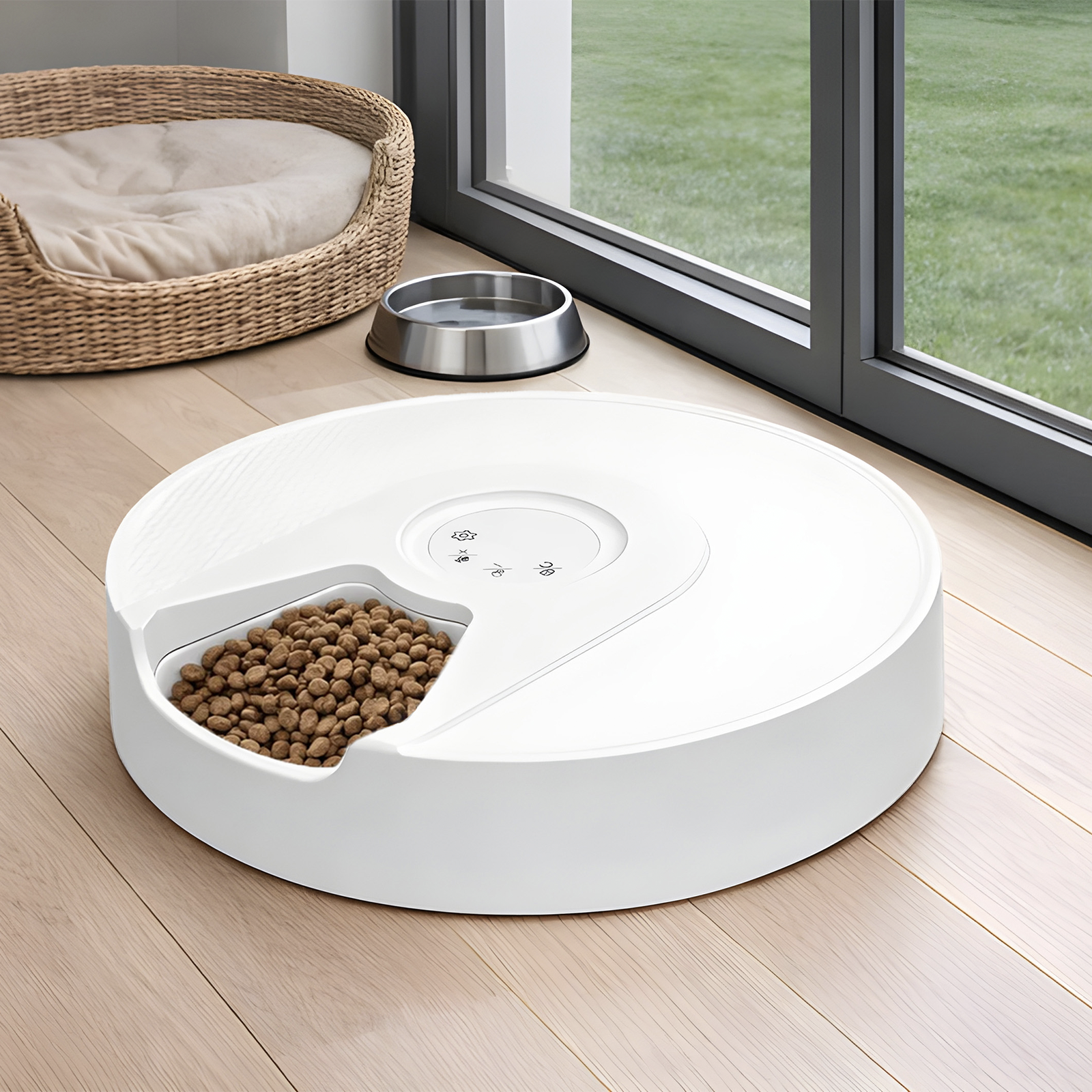 Arlec White Automatic Pet Feeder for Wet & Dry Food