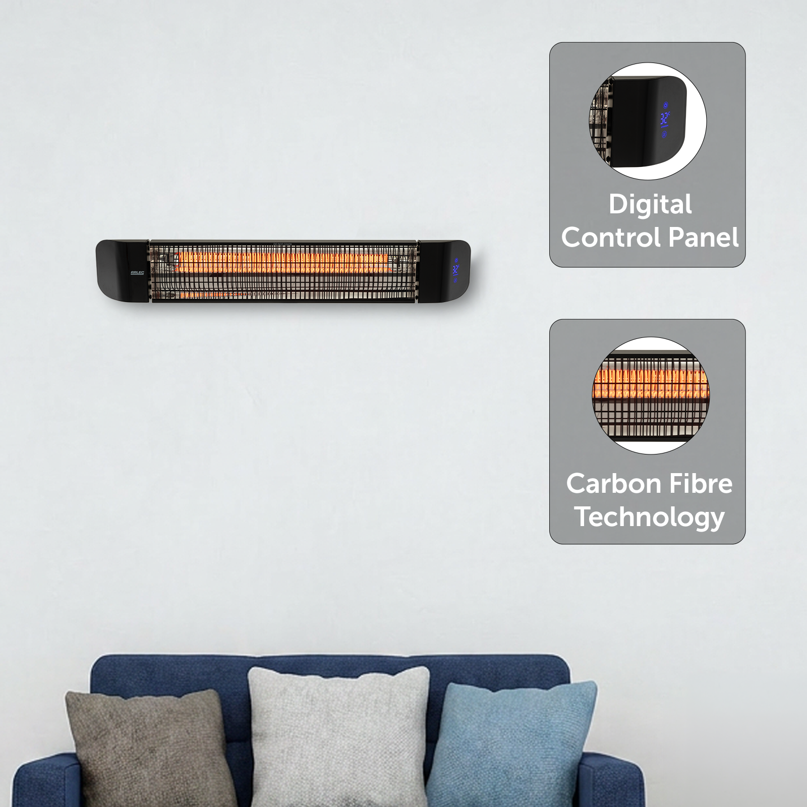 Arlec 2400W Black Instant Infrared Heater