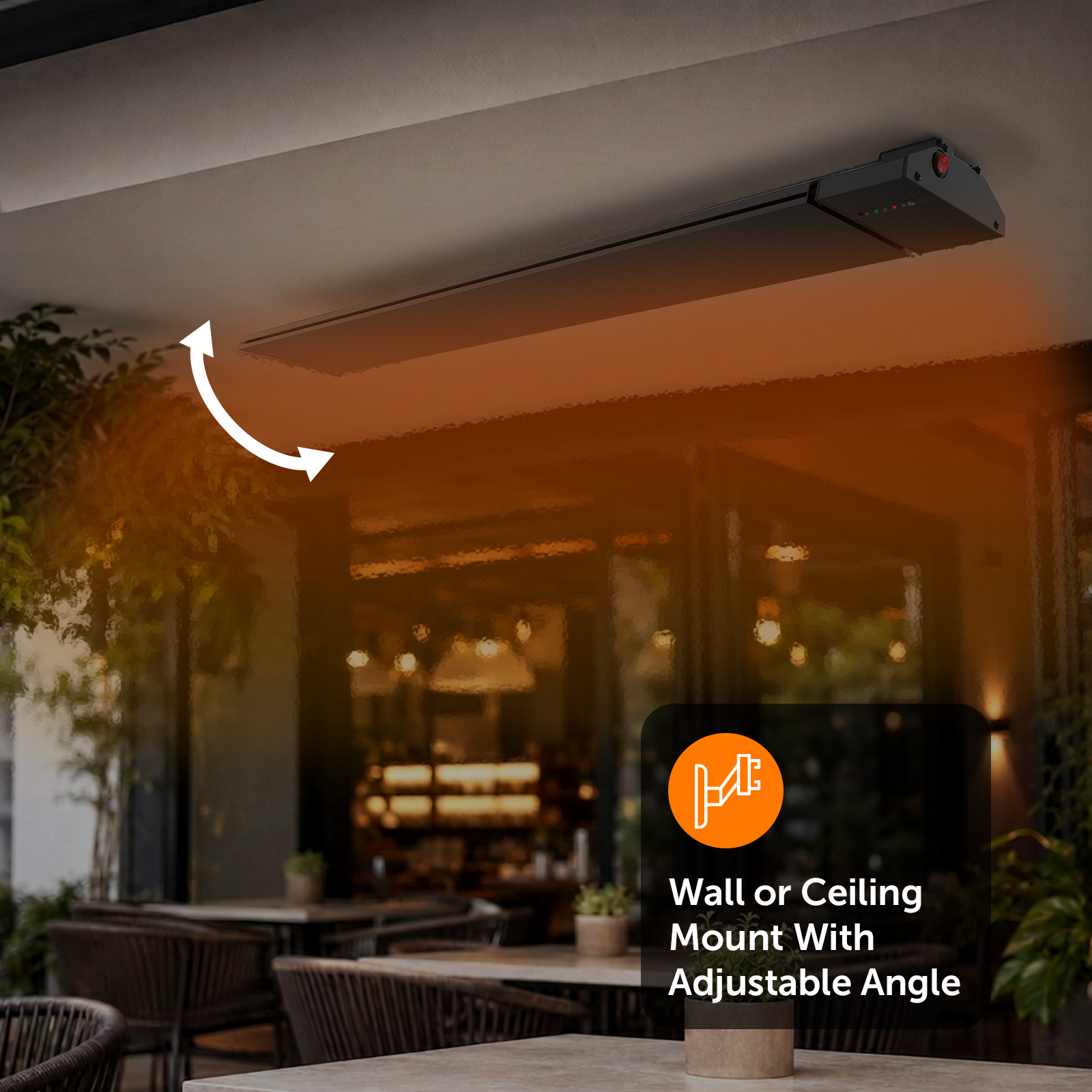 Arlec 2400W Black Smart Grid Connect Alfresco Strip Heater