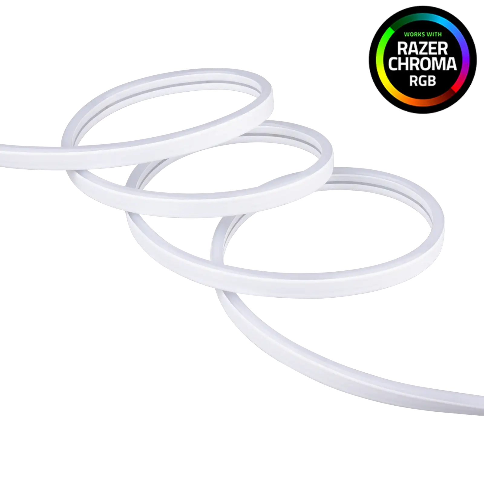 Flexible white LED light strips compatible with Razer Chroma RGB on white background