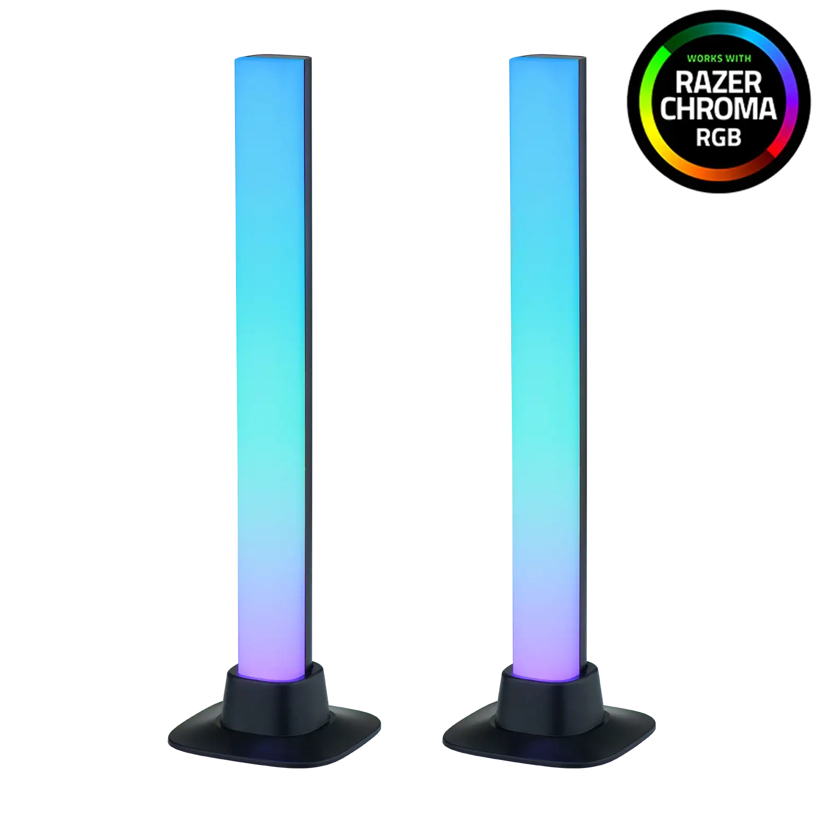 Pair of RGB light bars with gradient colors, Razer Chroma RGB compatible badge