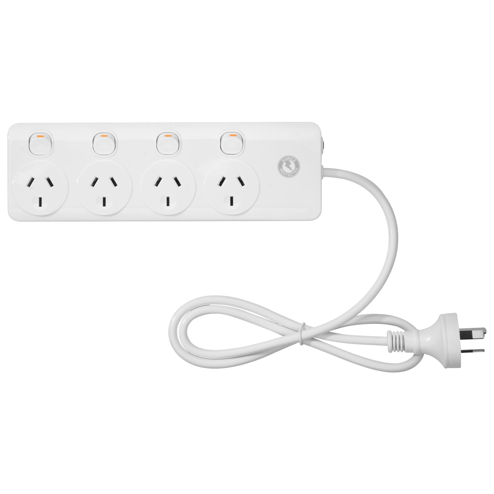 Arlec 4 Outlet 4 Switch Surge Powerboard – extension powerboard with switches, surge protection, Australia