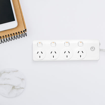 Arlec 4 Outlet 4 Switch Surge Powerboard – extension powerboard with switches, surge protection, Australia