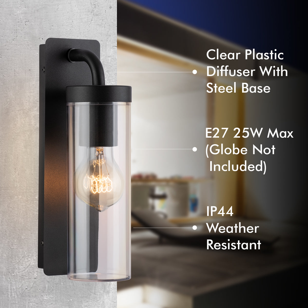 Arlec Black Ashley Exterior Wall Light