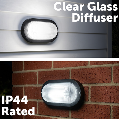Arlec Black Bulkhead Oval Bunker Light