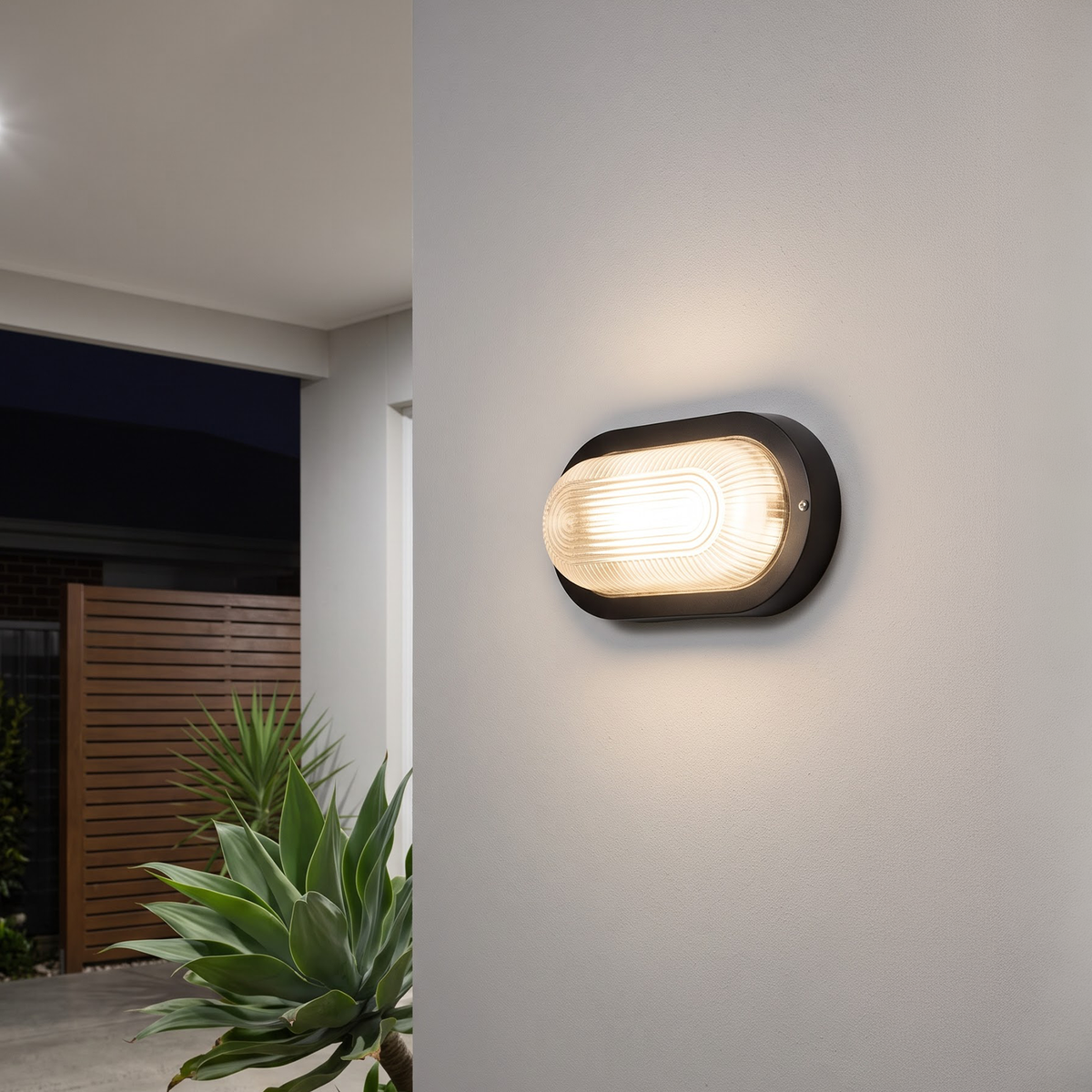 Arlec Black Bulkhead Oval Bunker Light