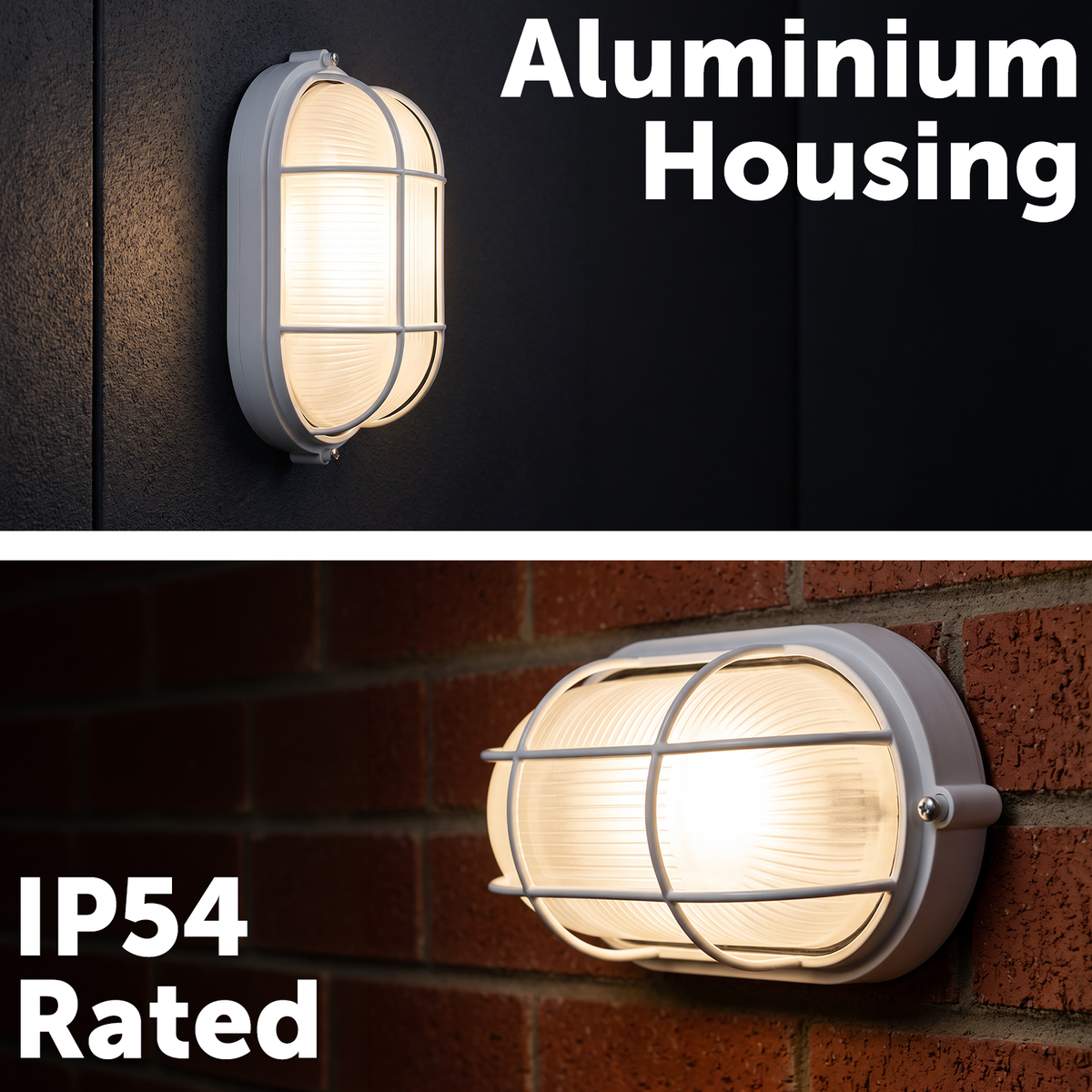 Arlec Stainless Steel Oval Caged Bunker Light