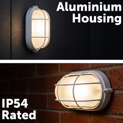 Arlec Stainless Steel Oval Caged Bunker Light
