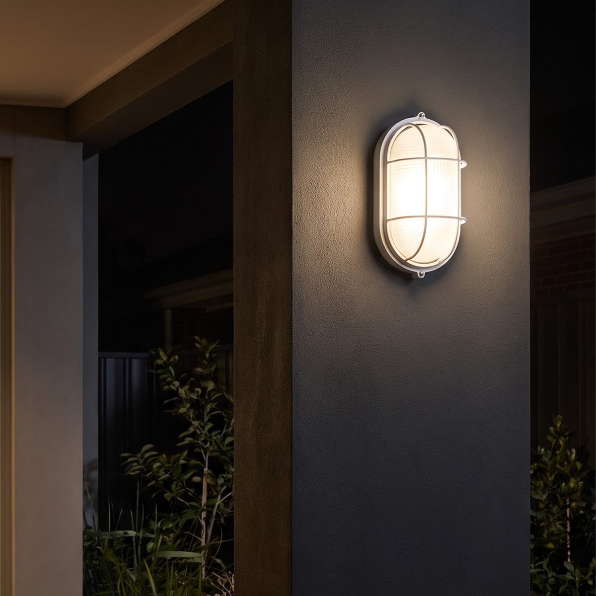Arlec Stainless Steel Oval Caged Bunker Light