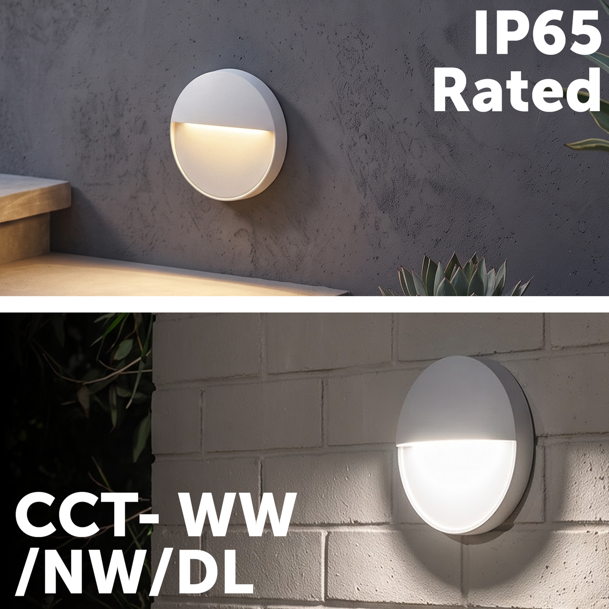 Arlec White Round CCT LED Exterior Step Light