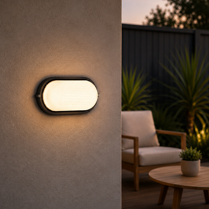 Arlec Black Medium Base Frosted Glass Diffuser Oval Bunker