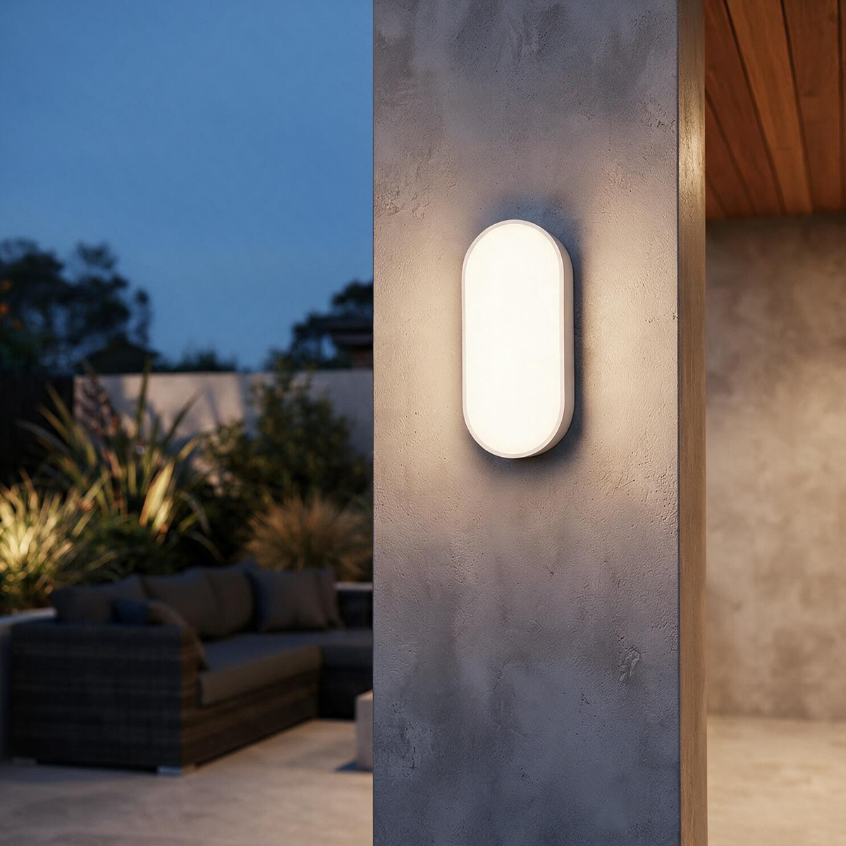 Arlec White Apex 10W Oval Led Bunker