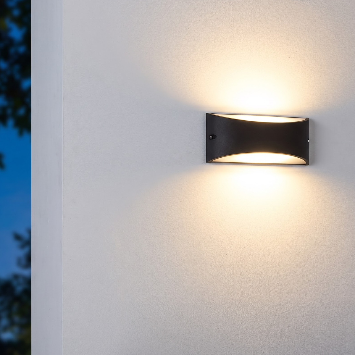 Marina Black Large Up/Down Accent Curved Wall Light