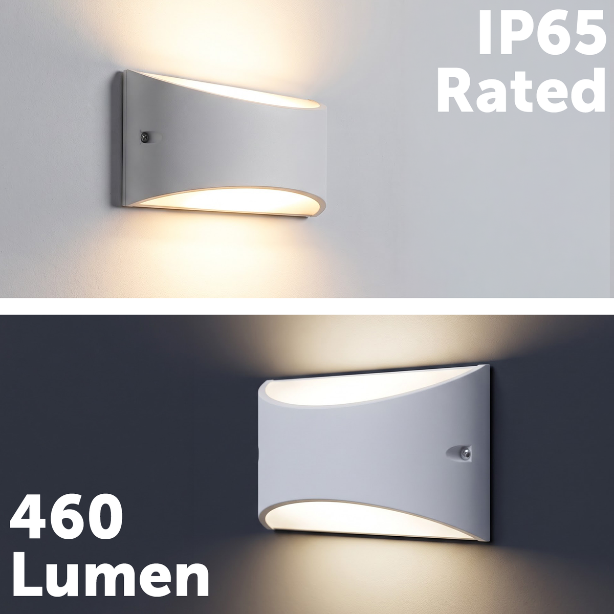 Marina White Large Up/Down Accent Curved Wall Light