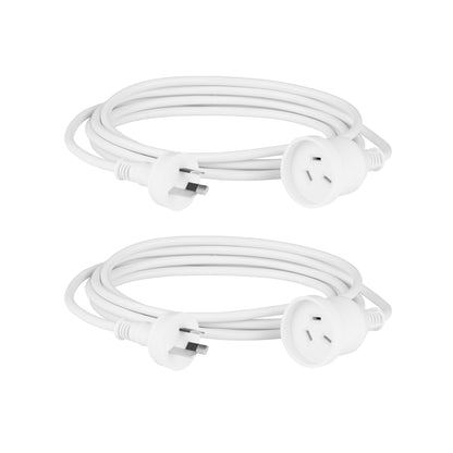 Arlec White 3m Domestic Extension Lead - 2 Pack