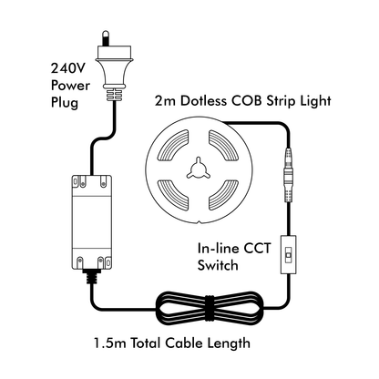 Arlec 2m Dotless CCT COB Strip Light