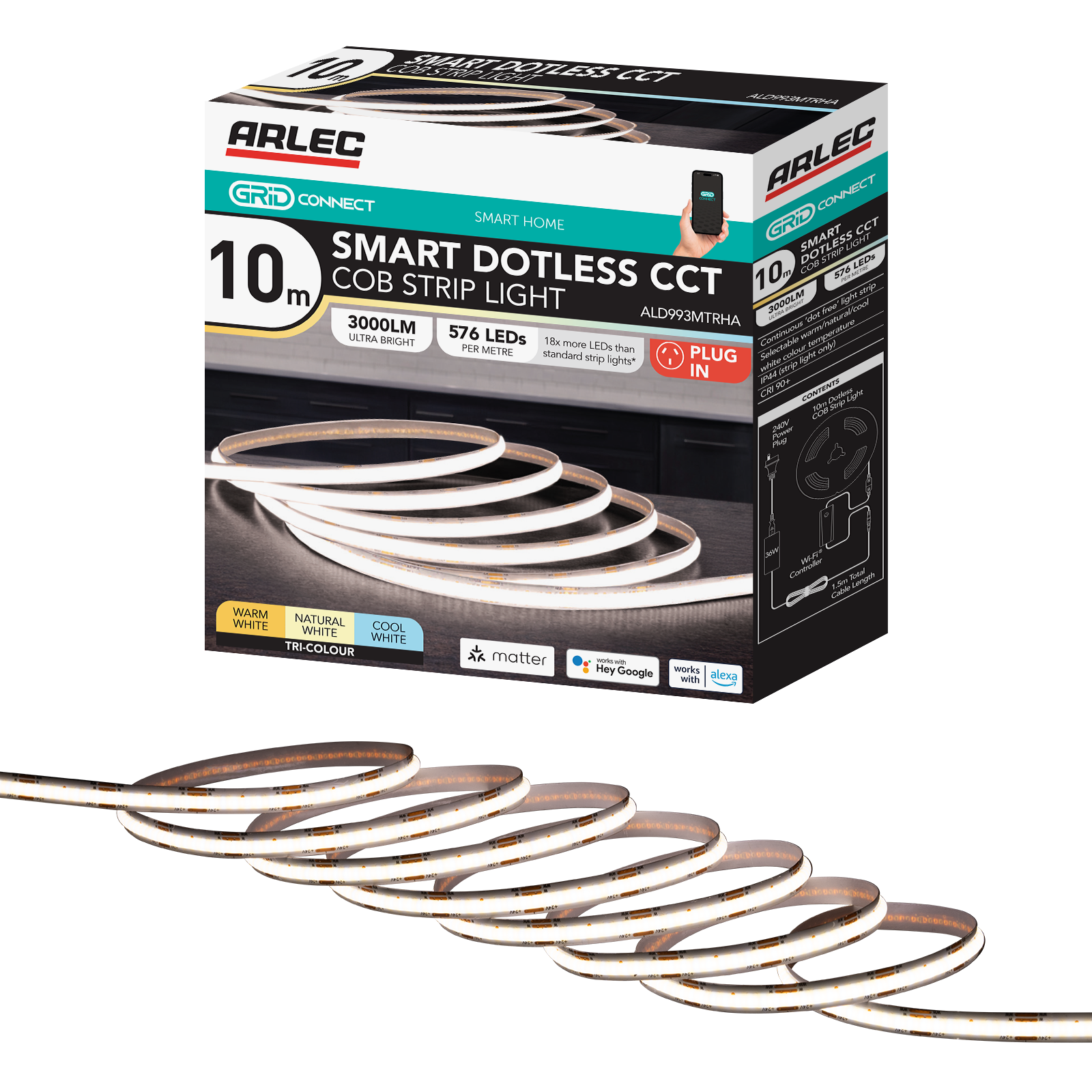 Arlec Grid Connect Smart 10m Dotless CCT COB Strip Light