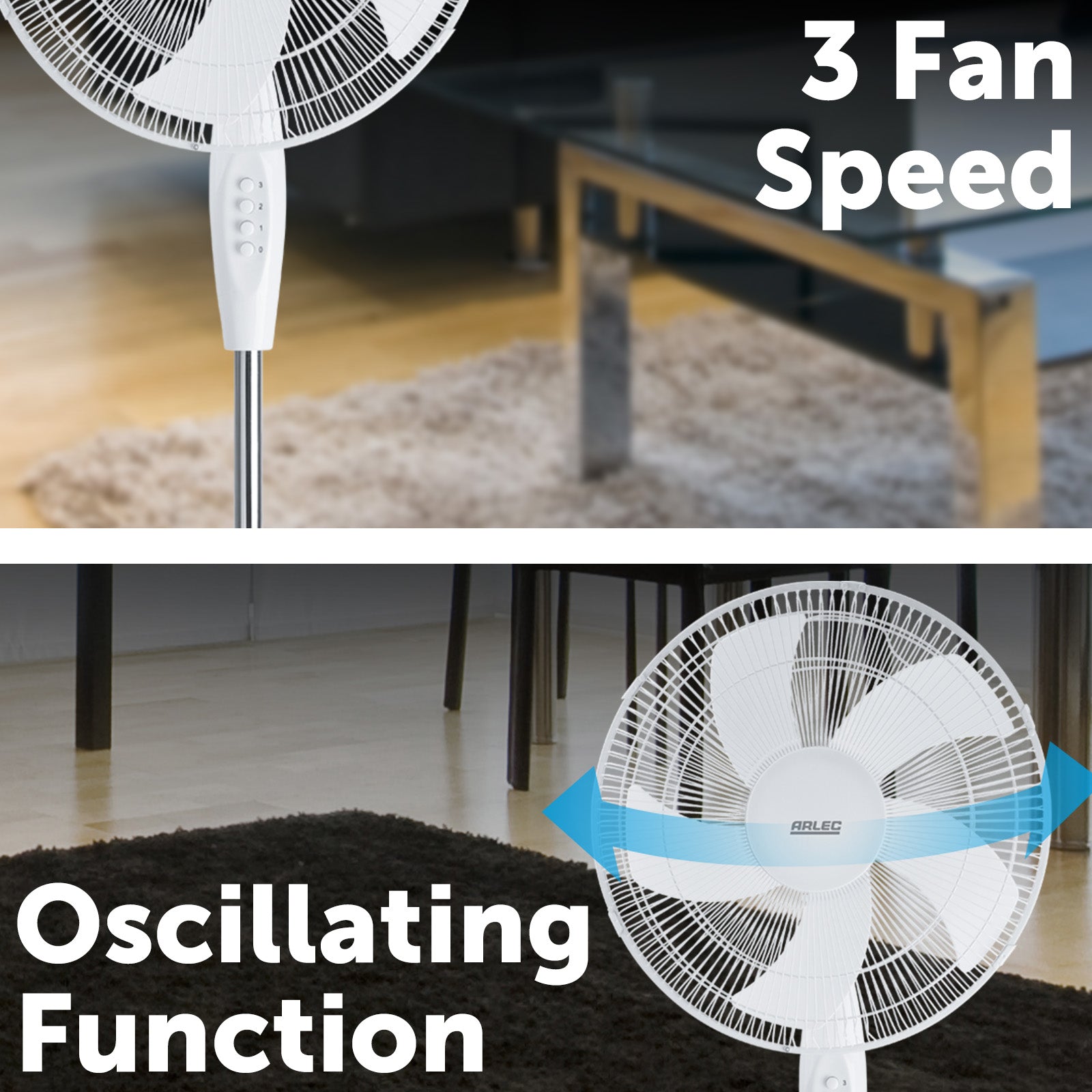 Arlec 40cm White 5 Blade Pedestal Fan