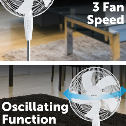 Arlec 40cm White 5 Blade Pedestal Fan