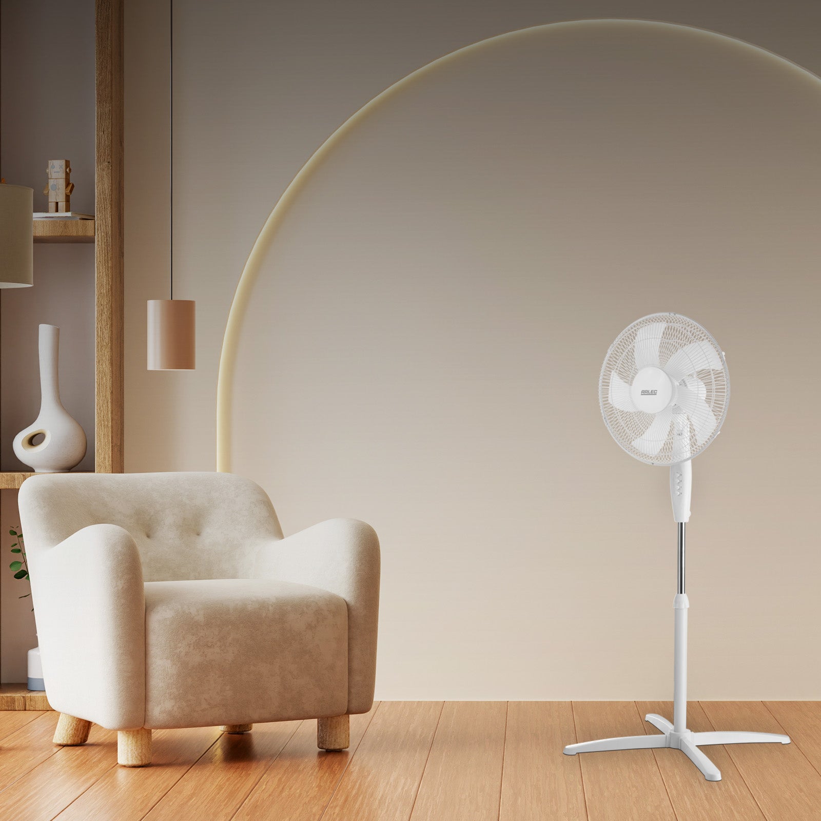 Arlec 40cm White 5 Blade Pedestal Fan