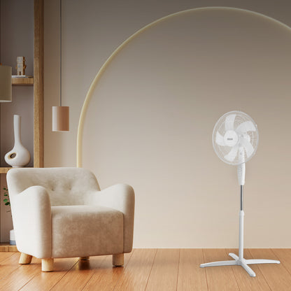 Arlec 40cm White 5 Blade Pedestal Fan