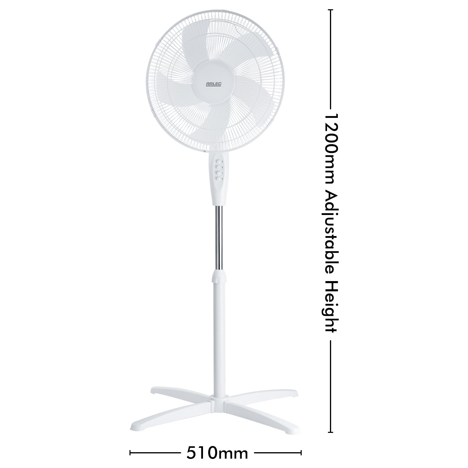 Arlec 40cm White 5 Blade Pedestal Fan