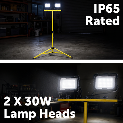 Arlec Yellow 2x30W 6000lm Tripod Worklight