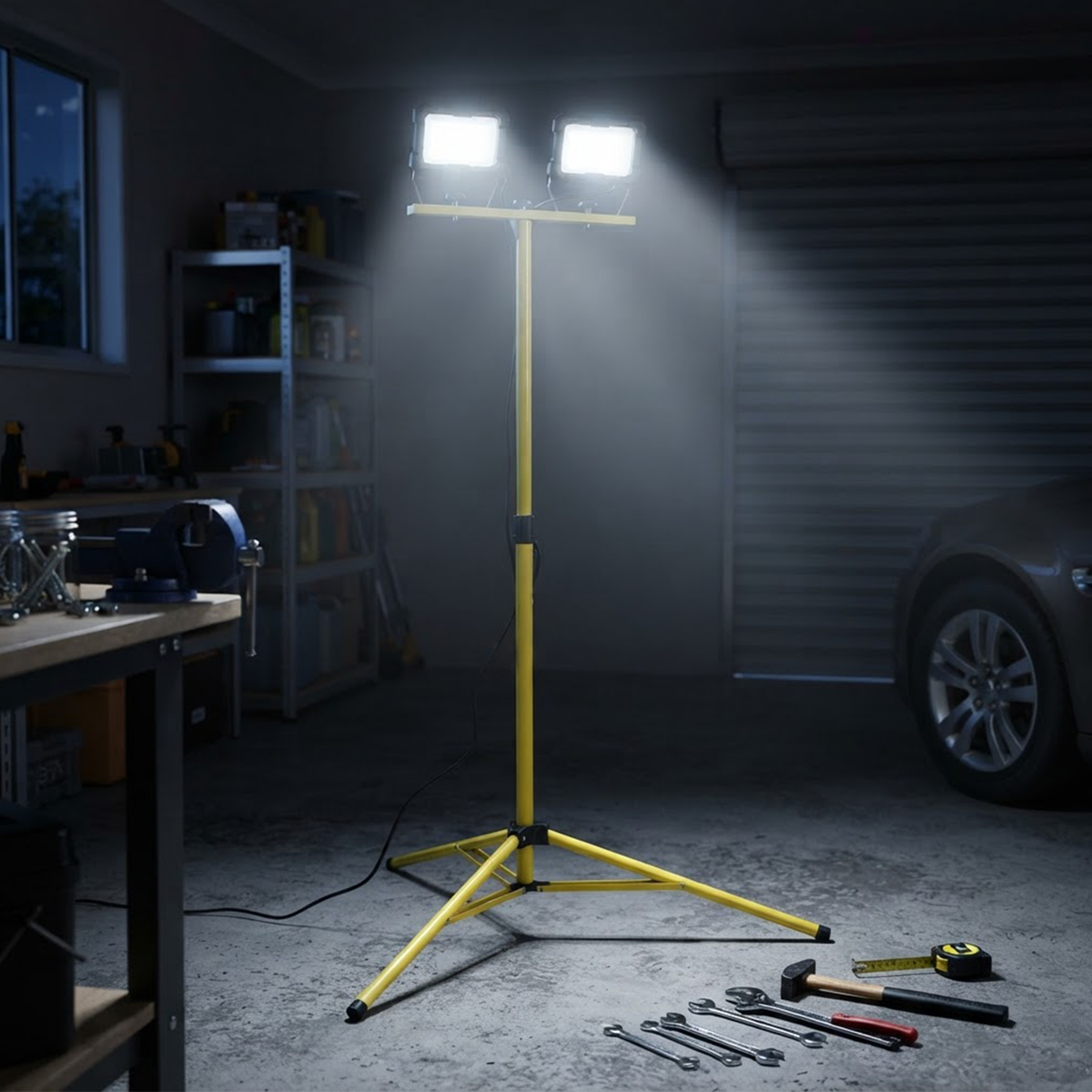 Arlec Yellow 2x30W 6000lm Tripod Worklight