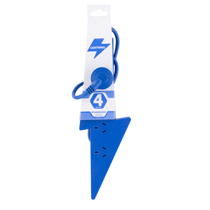 4 outlet blue powerboard – lightning bolt – lightning theme blue color board for home