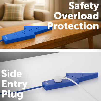 4 outlet blue powerboard – lightning bolt – lightning theme blue color board for home