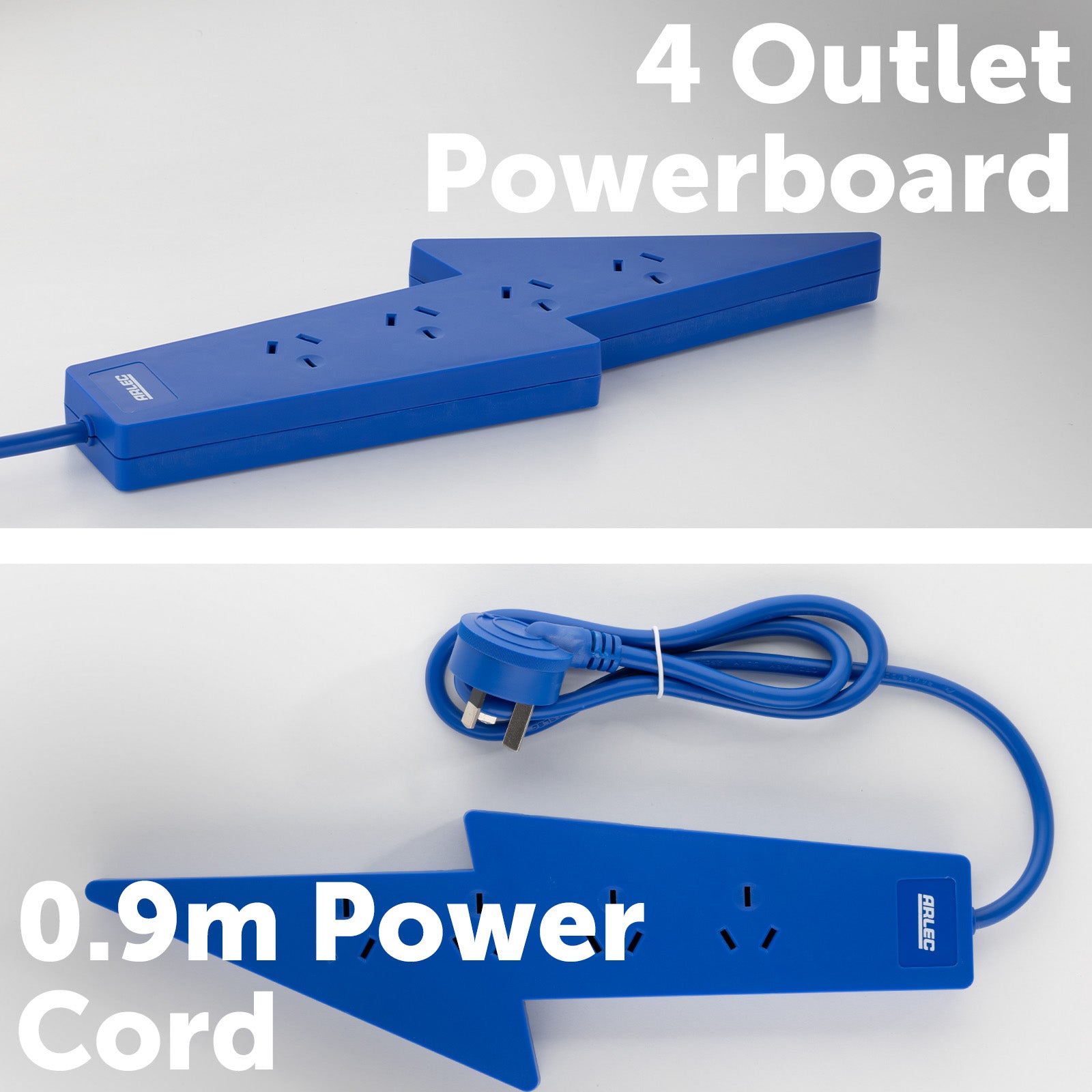 4 outlet blue powerboard – lightning bolt – lightning theme blue color board for home