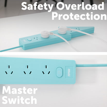 6 outlet teal powerboard – lighting – surge protected teal powerboard for decorative use
