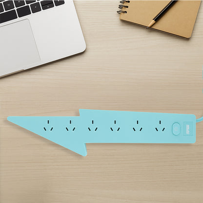 6 outlet teal powerboard – lighting – surge protected teal powerboard for decorative use