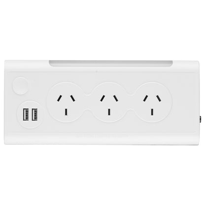 Triangle powerboard with 3 sockets, x2 USBs 2.1A and light – USB triangular extension board for desks