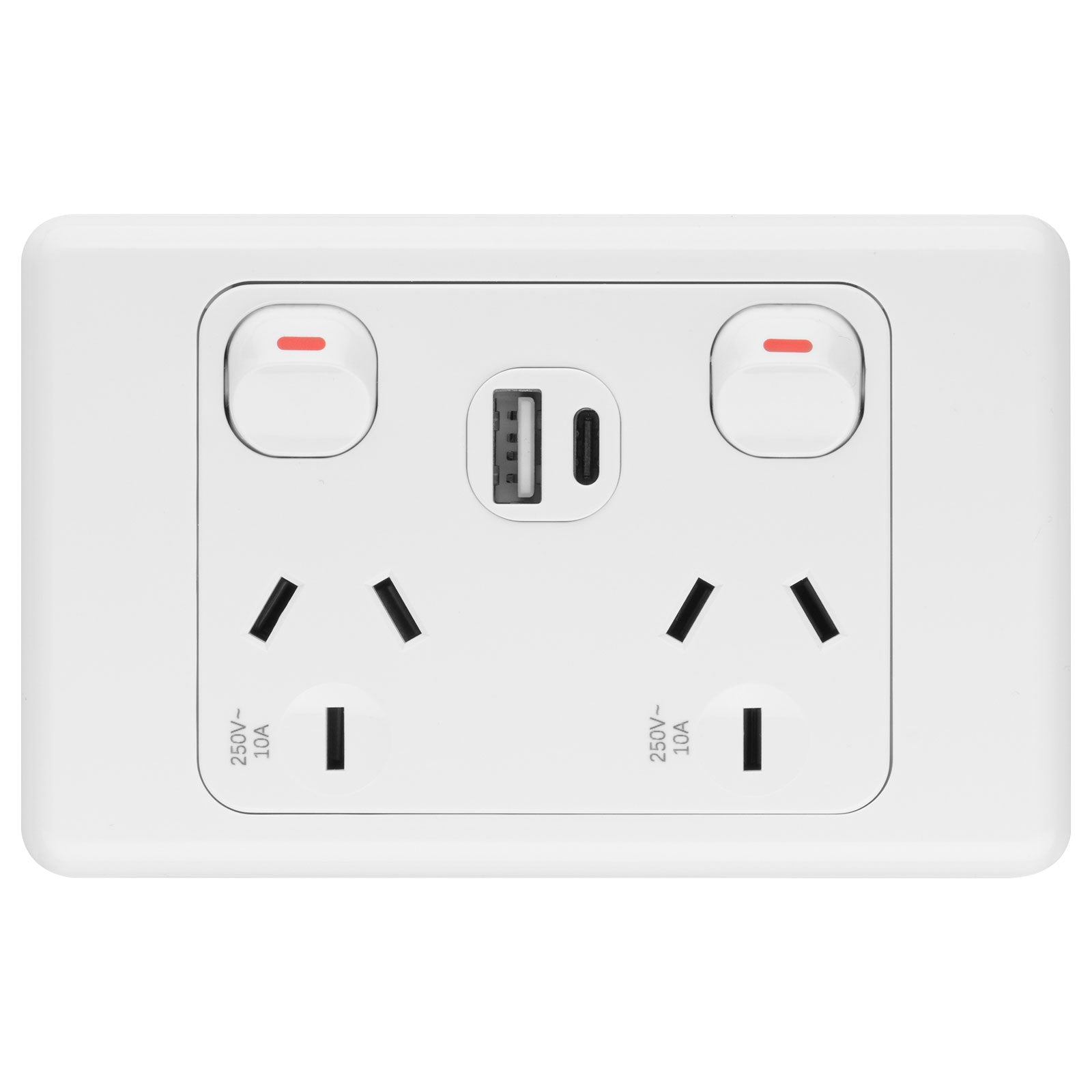 Arlec Double Power Point with USB A & C Charger for wall-mounted smart power